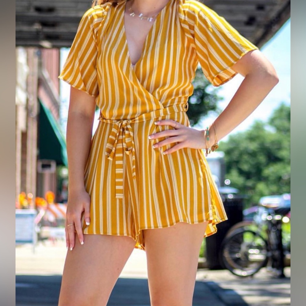 Yellow Striped Romper - Altar’d State